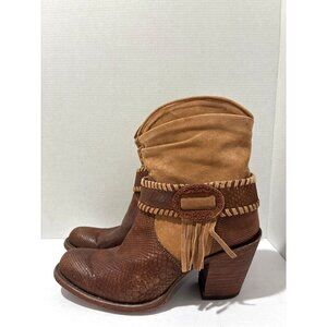Corral Vintage Womens Boots Western Cowboy Leather Suede Fringe Mexico Brown